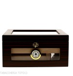 Vitrine humidifiée porte-cigares en ébène avec couvercle et côtés en verre - Accessoires Cigare - Bois
