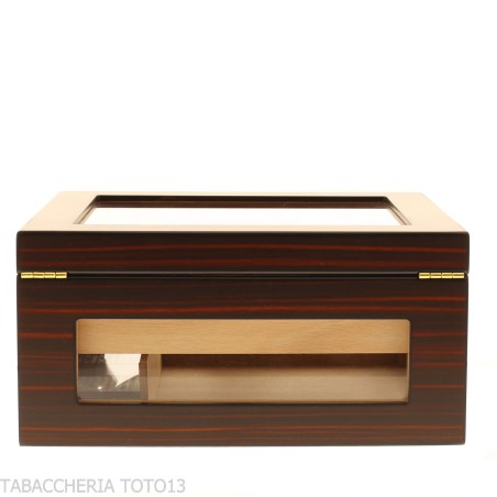 Ebony humidified cigar display case with glass lid and sides - Accessories Cigar - Wood