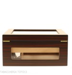 Vetrina umidificata portasigari in ebano con coperchio e laterali in vetro - Accessori Per Sigari