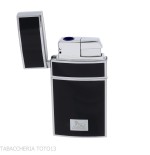 Briquet jet flamme Lubniski Mantova chrome et laqué noir - Briquets - Métal