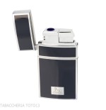 Lubinski Mantova jet flame lighter chrome and blue lacquer - Lighters - Metal