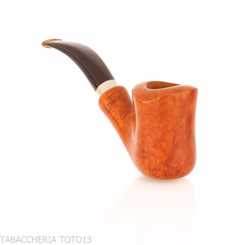 Brebbia Pipe ámbar pulido ingenua, mod boquilla curvada. 7069 - Pipas de Tabaco