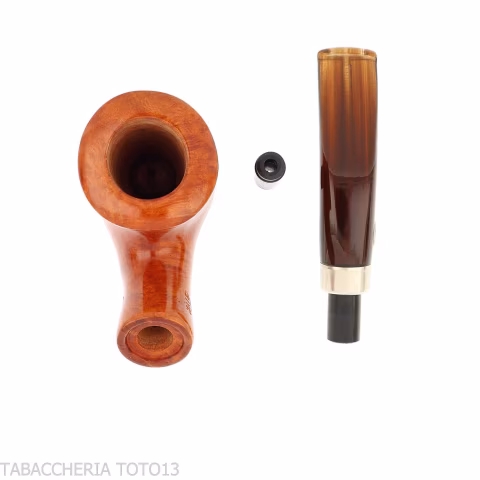 Brebbia Pipe ámbar pulido ingenua, mod boquilla curvada. 7069 - Pipas de Tabaco