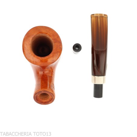 Pipe Brebbia naive polished amber, mod curved mouthpiece. 7069 - Tobacco Pipes - Natural root