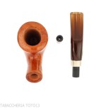 Pipe Brebbia d'ambre poli naïf, embout incurvé mod. 7069 - Pipe Pour le Tabac - Racine naturelle