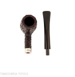 Peterson Junior Canted billiard Rusticated nikel mounted Fishtail - Tobacco Pipes - Natural root