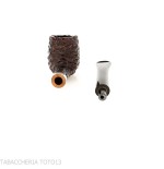 Peterson Junior Canted billiard Rusticated nikel mounted Fishtail - Tobacco Pipes - Natural root