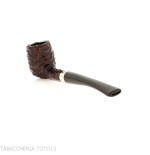 Peterson Junior Canted billiard Rusticated nikel mounted Fishtail - Tobacco Pipes - Natural root