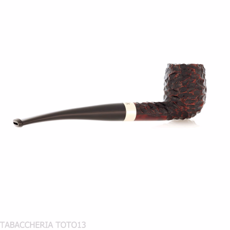Peterson Junior Canted billiard Rusticated nikel mounted Fishtail - Tobacco Pipes - Natural root