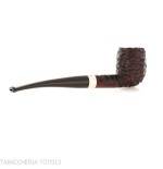 Peterson Junior Canted billiard Rusticated nikel mounted Fishtail - Tobacco Pipes - Natural root