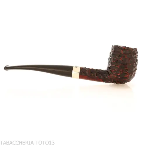 Peterson Junior Canted billiard Rusticated nikel mounted Fishtail - Pipe Pour le Tabac - Racine naturelle