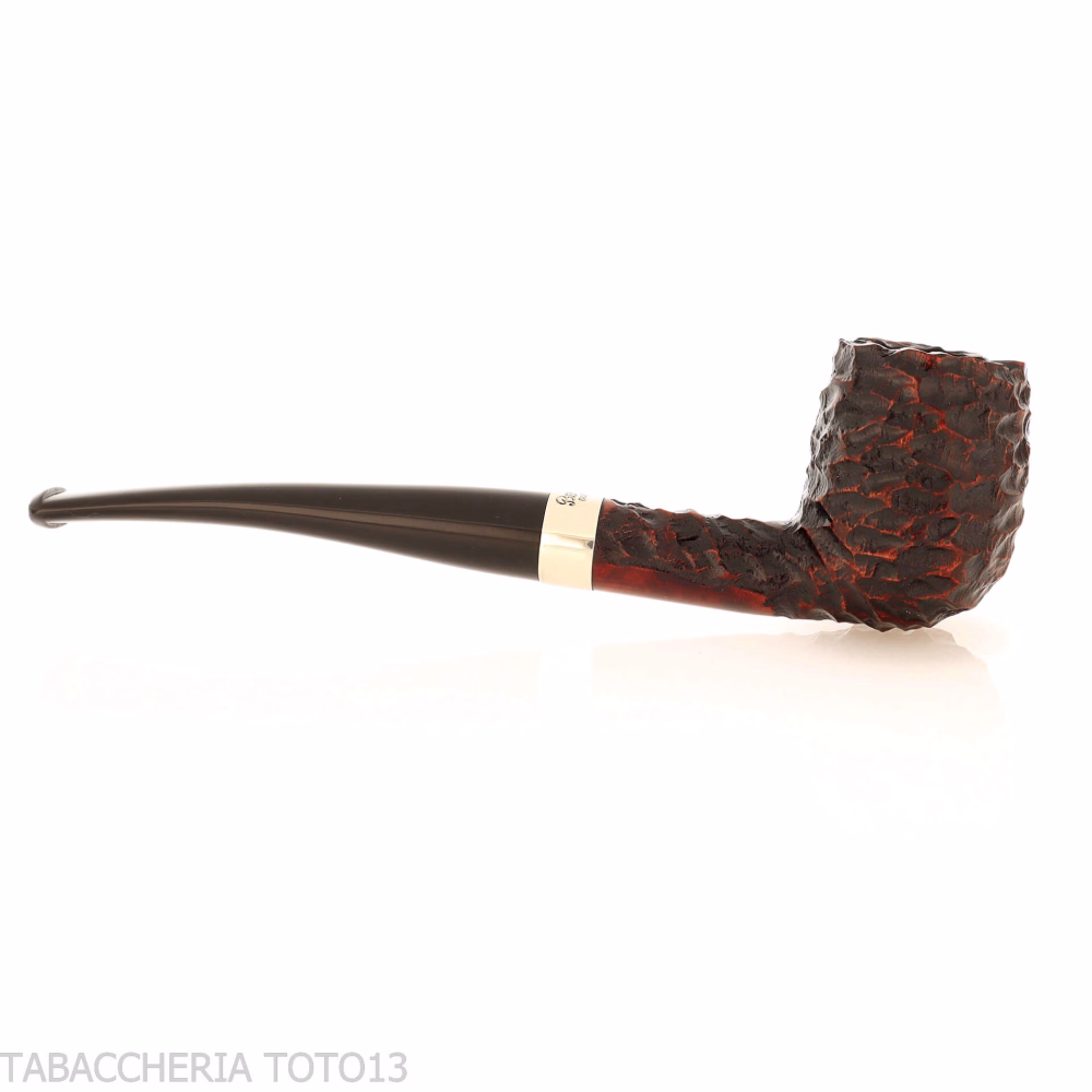 Peterson Junior Canted billiard Rusticated nikel mounted Fishtail - Tobacco Pipes - Natural root