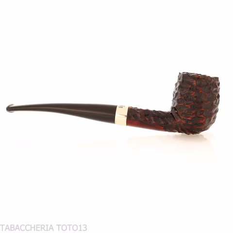 Peterson Junior Canted billiard Rusticated nikel mounted Fishtail - Tobacco Pipes - Natural root