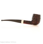 Peterson Junior Canted billiard Rusticated nikel mounted Fishtail - Tobacco Pipes - Natural root