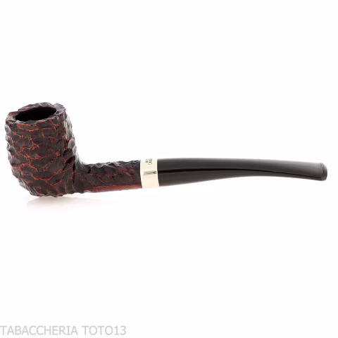 Peterson Junior Canted billiard Rusticated nikel mounted Fishtail - Tobacco Pipes - Natural root