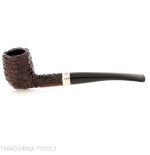 Peterson Junior Canted billiard Rusticated nikel mounted Fishtail - Tobacco Pipes - Natural root
