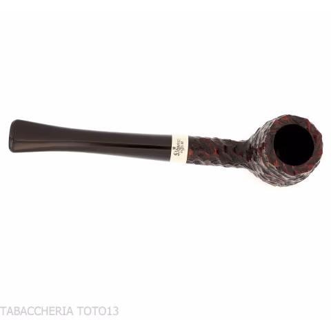 Peterson Junior Canted billiard Rusticated nikel mounted Fishtail - Tobacco Pipes - Natural root