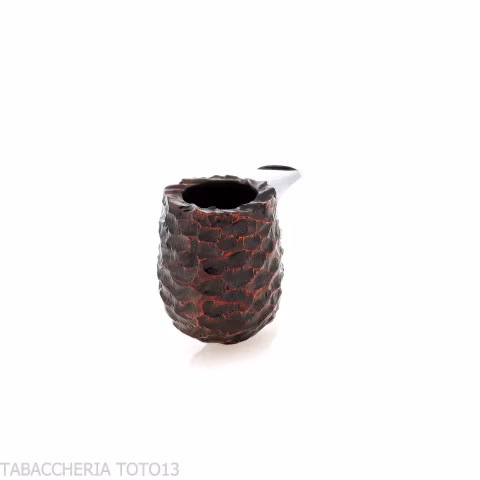 Peterson Junior Canted billiard Rusticated nikel mounted Fishtail - Tobacco Pipes - Natural root