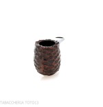 Peterson Junior Canted billiard Rusticated nikel mounted Fishtail - Tobacco Pipes - Natural root
