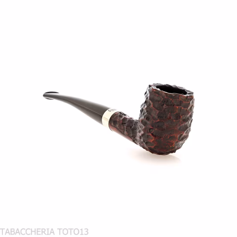 Peterson Junior Canted billiard Rusticated nikel mounted Fishtail - Tobacco Pipes - Natural root