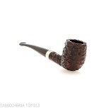 Peterson Junior Canted billiard Rusticated nikel mounted Fishtail - Tobacco Pipes - Natural root