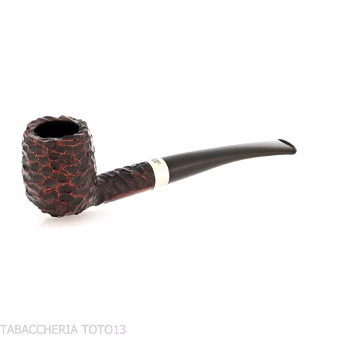 Peterson Junior Canted billiard Rusticated nikel mounted Fishtail - Tobacco Pipes - Natural root