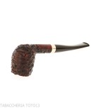 Peterson Junior Canted billiard Rusticated nikel mounted Fishtail - Tobacco Pipes - Natural root