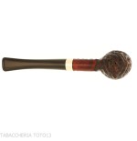 Peterson Junior Canted billiard Rusticated nikel mounted Fishtail - Tobacco Pipes - Natural root