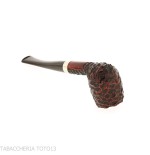 Peterson Junior Canted billiard Rusticated nikel mounted Fishtail - Tobacco Pipes - Natural root