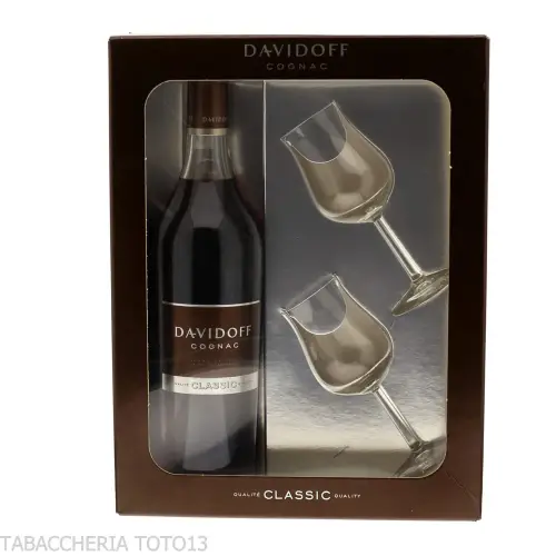 Caja de regalo Cognac Classic Davidoff Vsop con 2 vasos Vol.40% Cl.70 - Licores