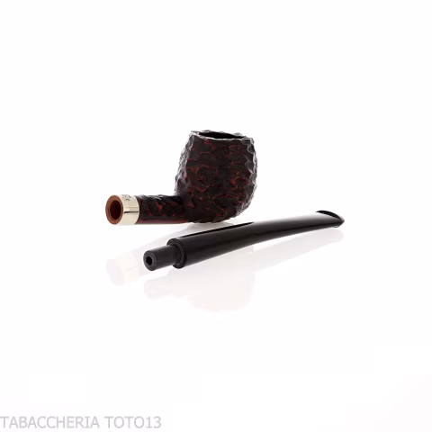 Peterson Junior Canted Apple Rusticated nikel mounted Fishtail - Pipe Pour le Tabac - Racine naturelle