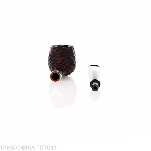 Peterson Junior Canted Apple Rusticated nikel mounted Fishtail - Pipe Pour le Tabac - Racine naturelle