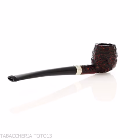 Peterson Junior Canted Apple Rusticated nikel mounted Fishtail - Pipe Pour le Tabac - Racine naturelle