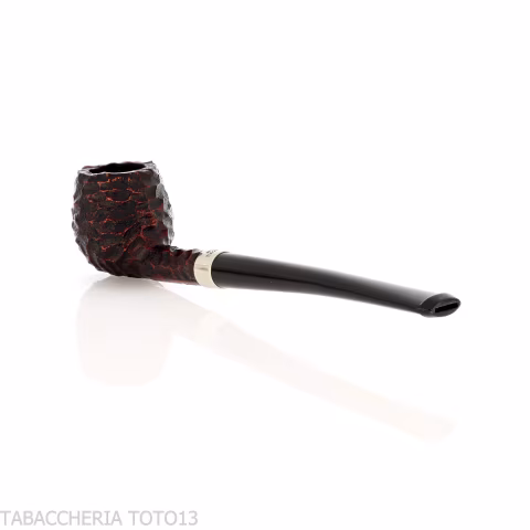 Peterson Junior Canted Apple Rusticated nikel mounted Fishtail - Pipe Pour le Tabac - Racine naturelle
