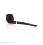 Peterson Junior Canted Apple Rusticated nikel mounted Fishtail - Pipe Pour le Tabac - Racine naturelle