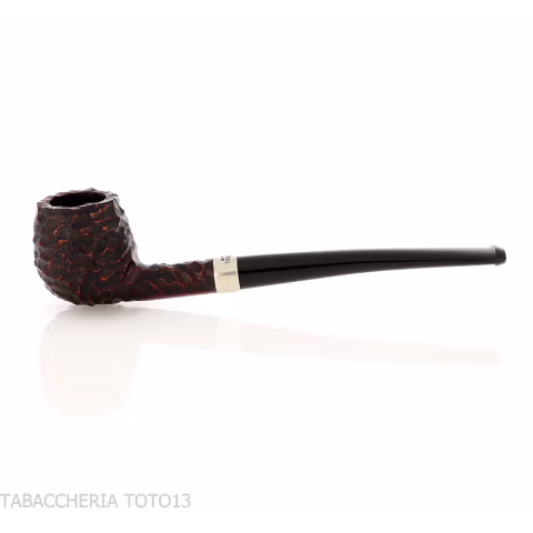 Peterson Junior Canted Apple Rusticated nikel mounted Fishtail - Pipe Pour le Tabac - Racine naturelle