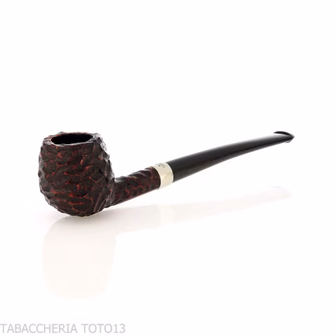 Peterson Junior Canted Apple Rusticated nikel mounted Fishtail - Pipe Pour le Tabac - Racine naturelle