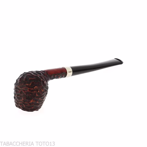 Peterson Junior Canted Apple Rusticated nikel mounted Fishtail - Pipe Pour le Tabac - Racine naturelle