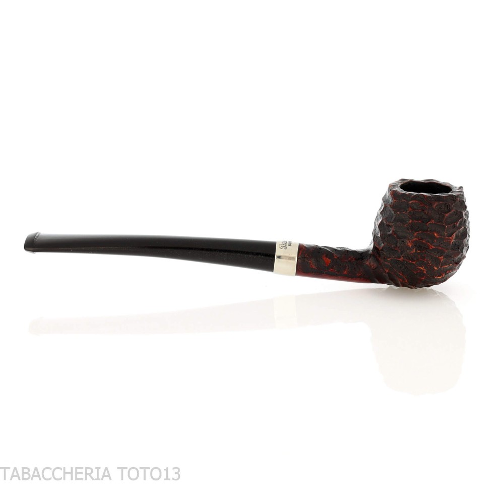 Peterson Junior Canted Apple Rusticated nikel mounted Fishtail - Pipe Pour le Tabac - Racine naturelle