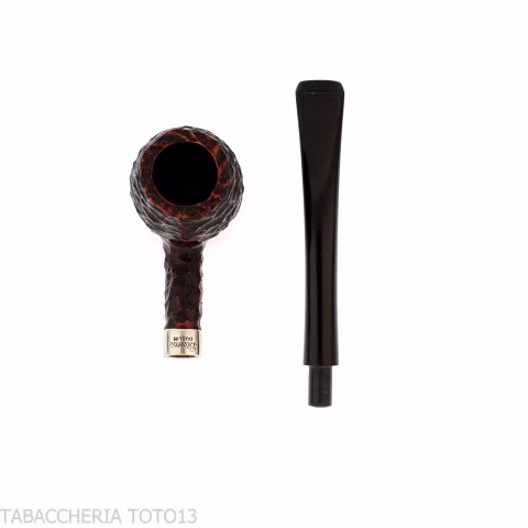 Peterson Junior Canted Apple Rusticated nikel mounted Fishtail - Pipe Pour le Tabac - Racine naturelle