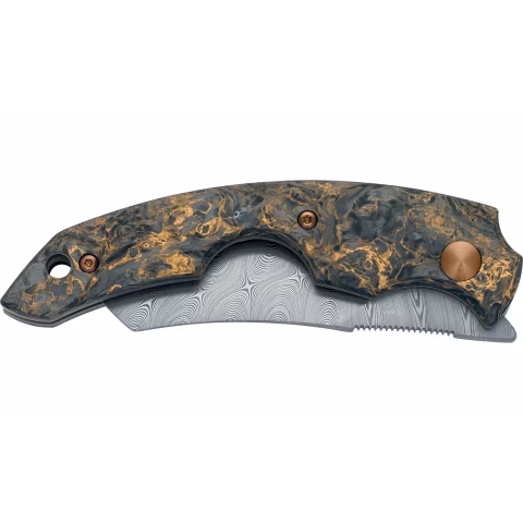 Couteau coupe-cigare Fox Virtus lame Damas manche carbone matière noire Fatcarbon - Accessoires Cigare - Métal