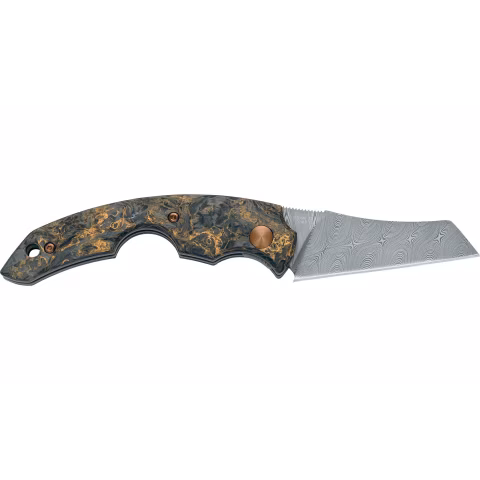 Couteau coupe-cigare Fox Virtus lame Damas manche carbone matière noire Fatcarbon - Accessoires Cigare - Métal