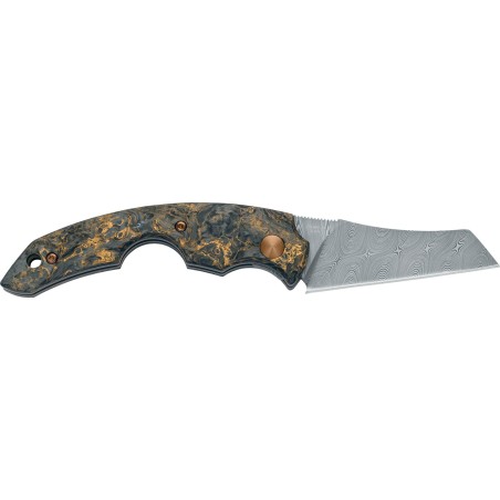 Cuchillo cortador de puros Fox Virtus, hoja de Damasco, mango de carbono, materia oscura, Fatcarbon - Accesorios Del Cigarro