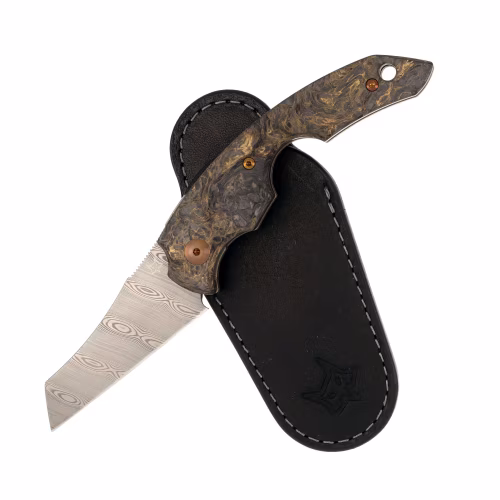 Fox Virtus Cigar Cutter Knife Damascus Blade Carbon Dark Matter Fatcarbon Handle - Accessories Cigar - Metal