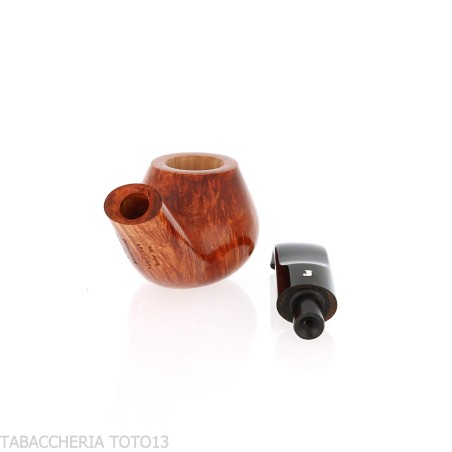 Pipe Ser Jacopo Fume jusqu'à ce qu'elle tire une forme de Brandy courbée en bruyère claire - Pipe Pour le Tabac - Racine natu