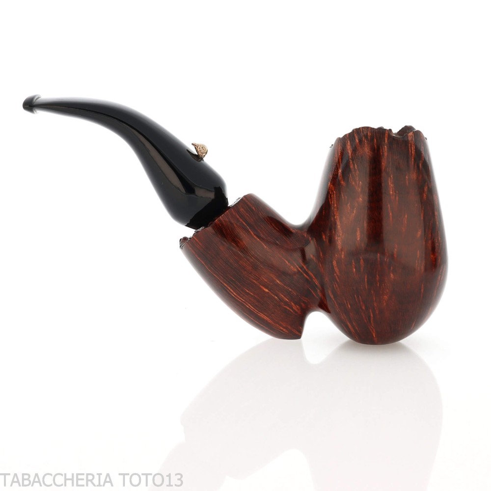 The duck egg-shaped tobacco pipe curved in natural briar 1 giant egg-L'Anatra