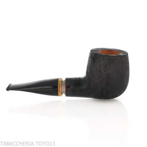 L'Anatra Pipe à tabac en forme de billard en bruyère peignée avec bague en argent - Pipe Pour le Tabac - Racine naturelle