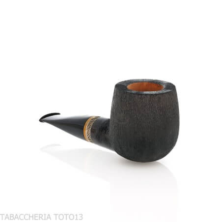 Pipa de tabaco en forma de Billar en brezo peinado con anilla de plata
