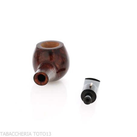 L'anatra Pipe à tabac en forme de boule, semi-courbée, en bruyère naturelle polie-L'Anatra