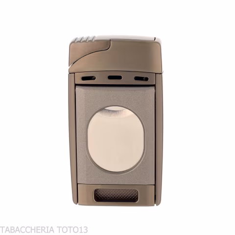 Silver Match Andorra Double Jet Flame Lighter with Cigar Cutter - Lighters - Metal